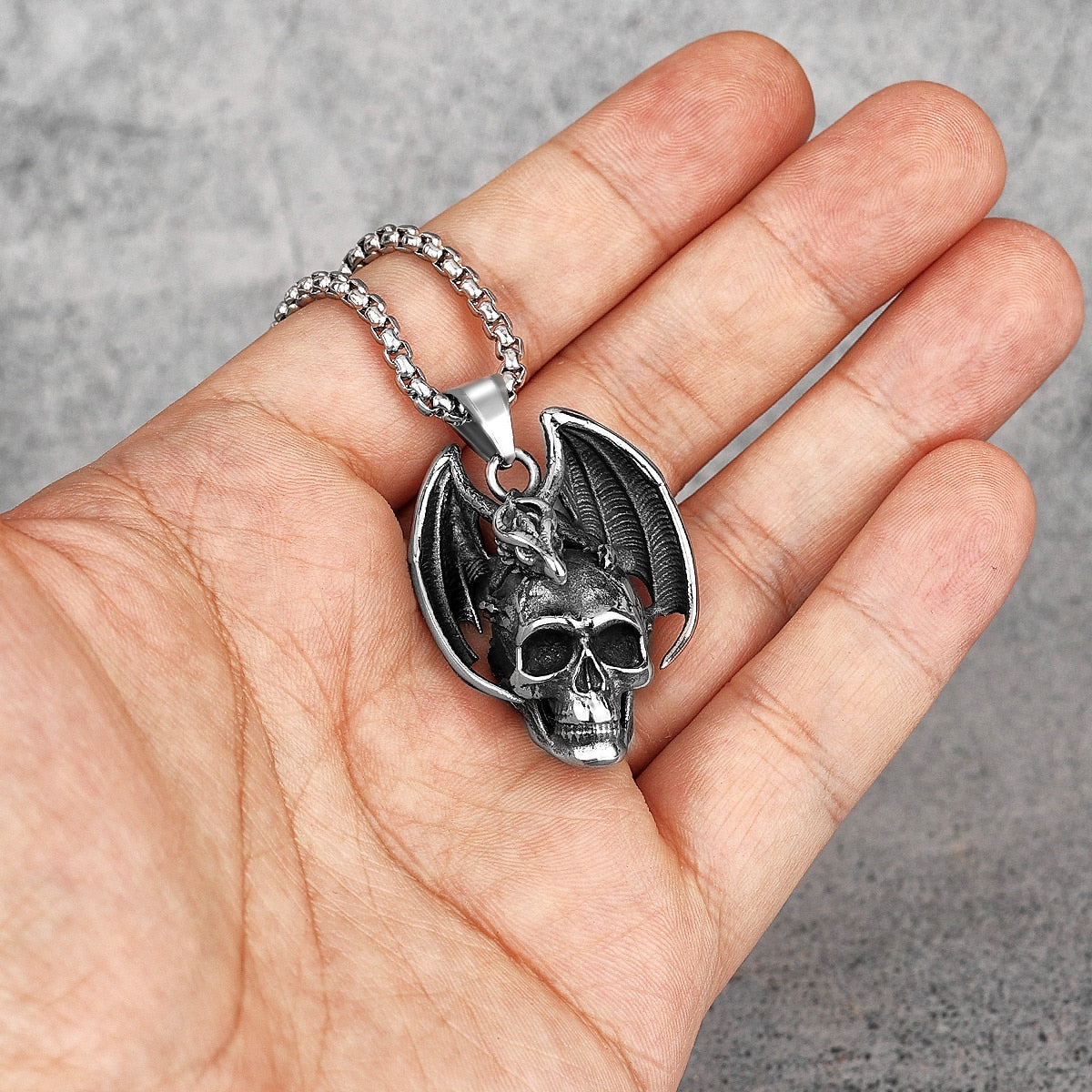 Dragon Hug Skull Necklace