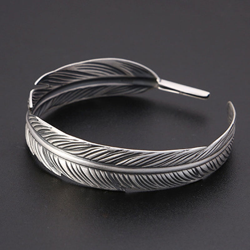 Silver Color Native Indian Feather Bracelet