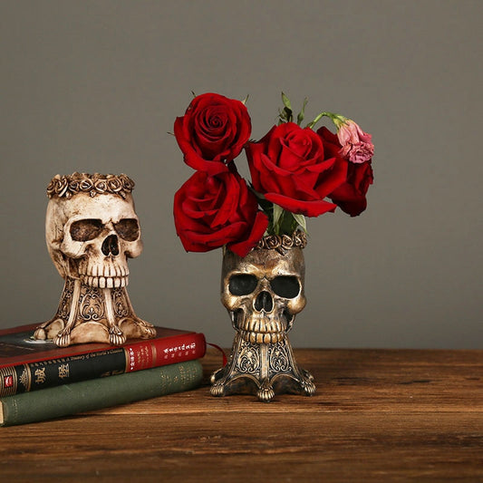Vintage Skull Flower Pot