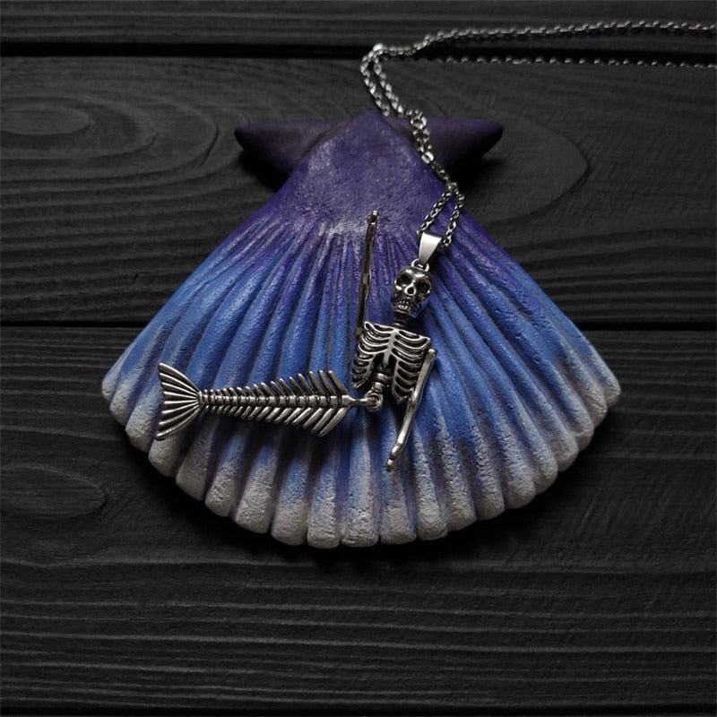 Mermaid Skeleton Gothic Skull Necklace