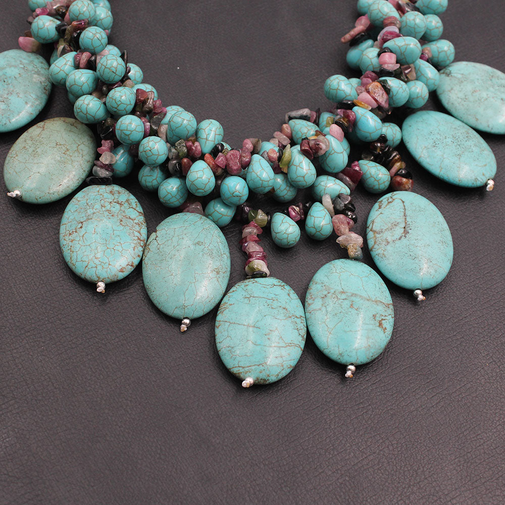 Big Turquoises Necklace Handmade For Women