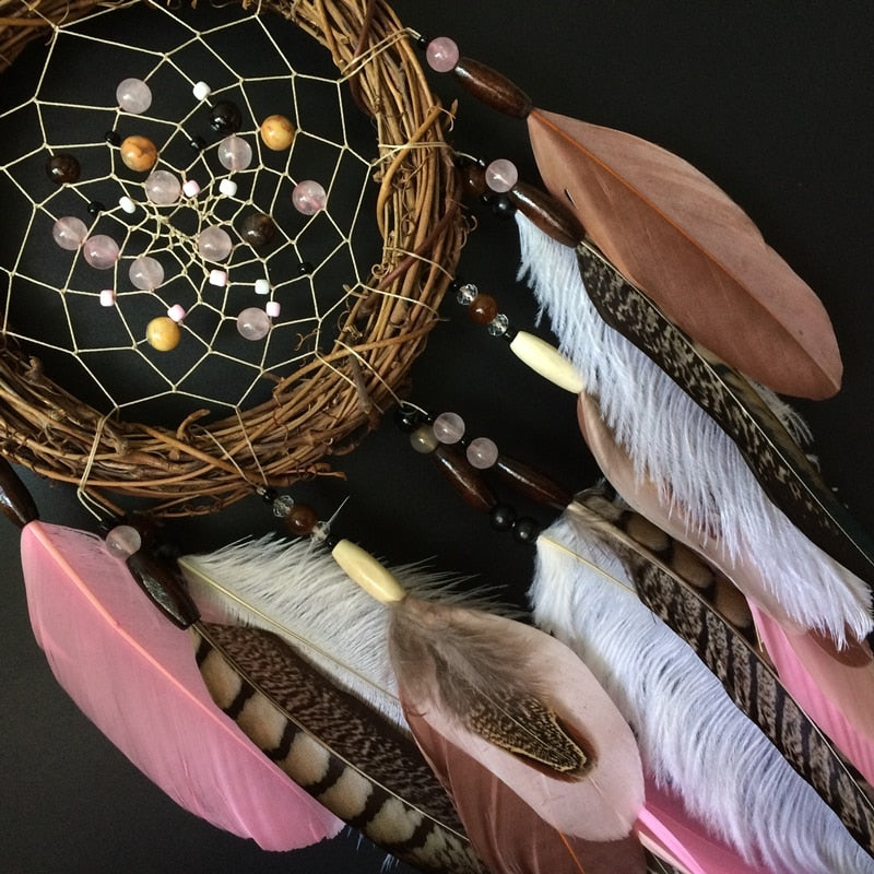 Pink Native Indian Dream Catcher Feathers