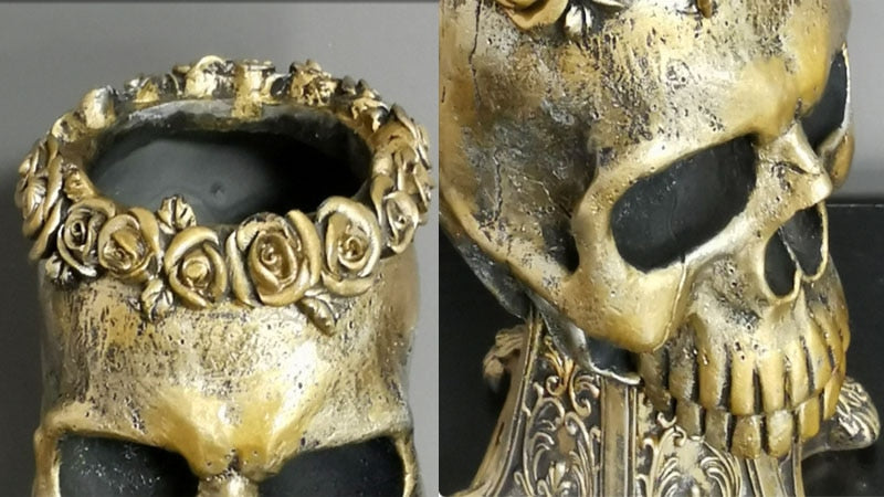 Vintage Skull Flower Pot