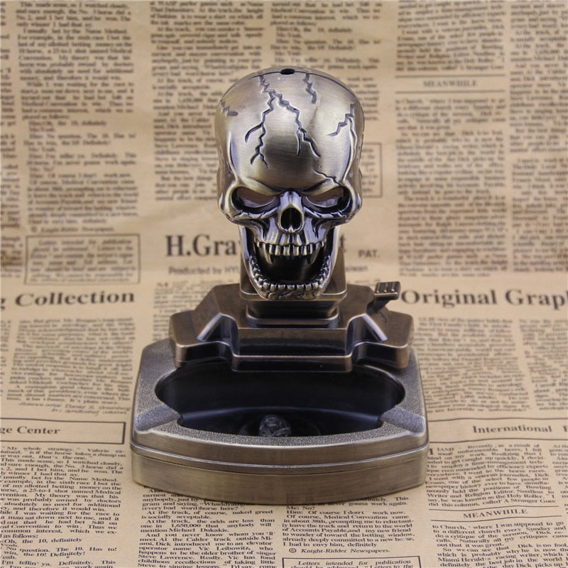 2-In-1 Skull Lighter Ashtray Set