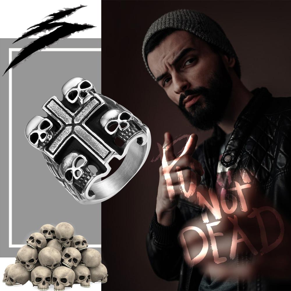 Vintage Gothic Ring Skull Cross
