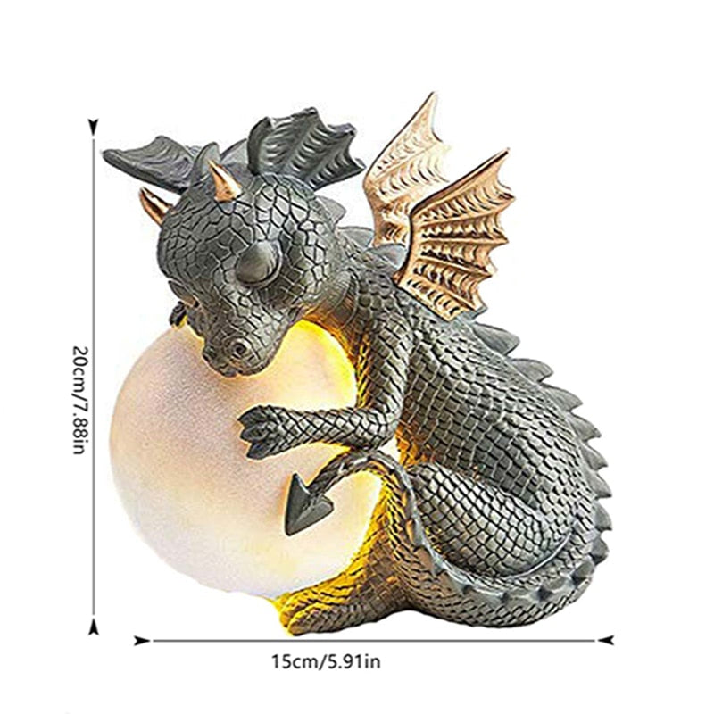 Little Dragon Hug Lamp Dragon Figurine with Ball