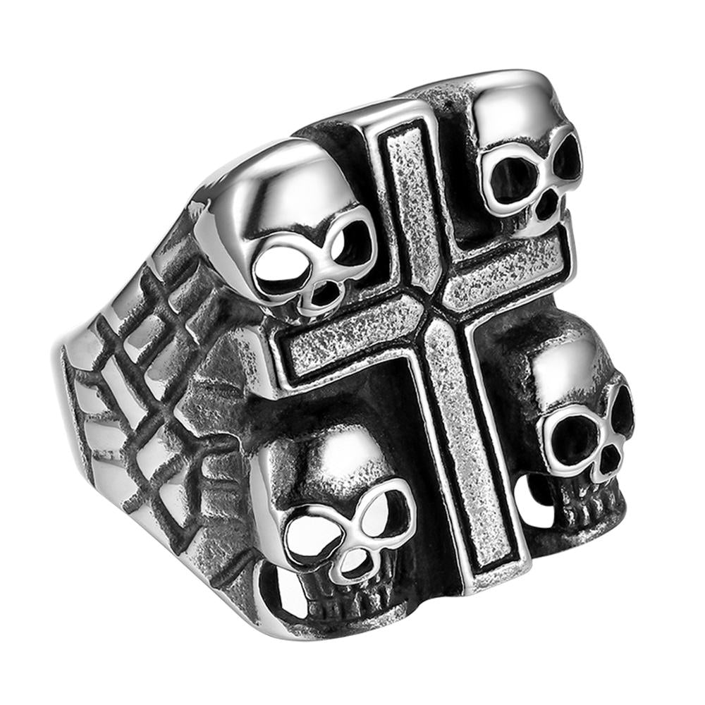 Vintage Gothic Ring Skull Cross