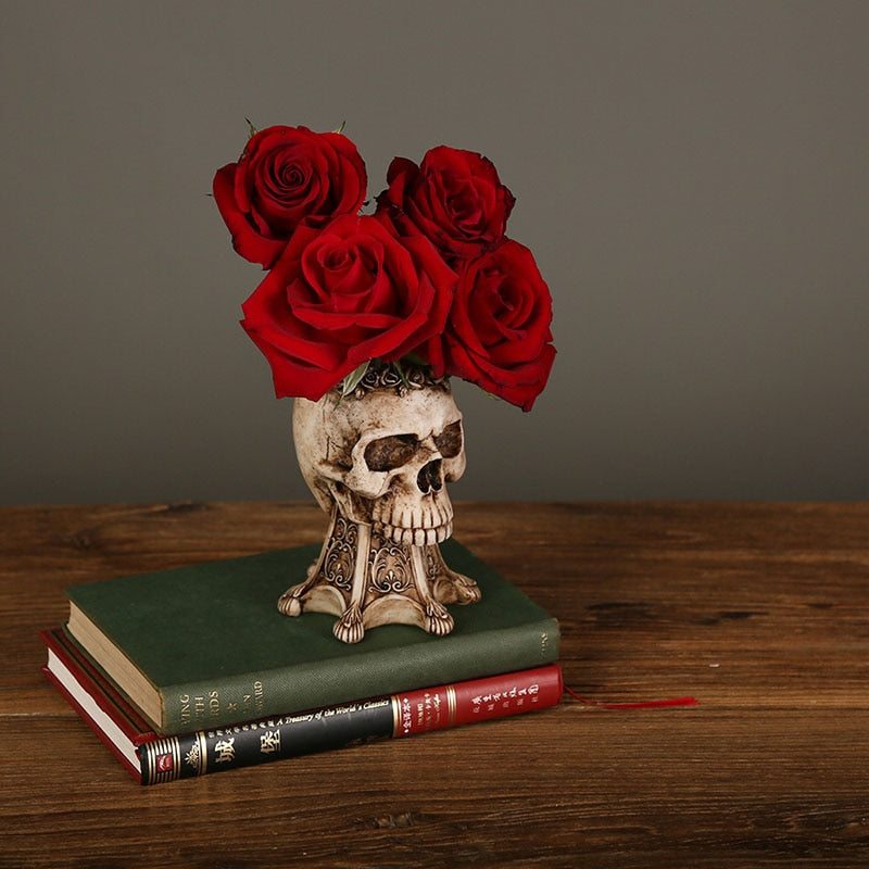 Vintage Skull Flower Pot