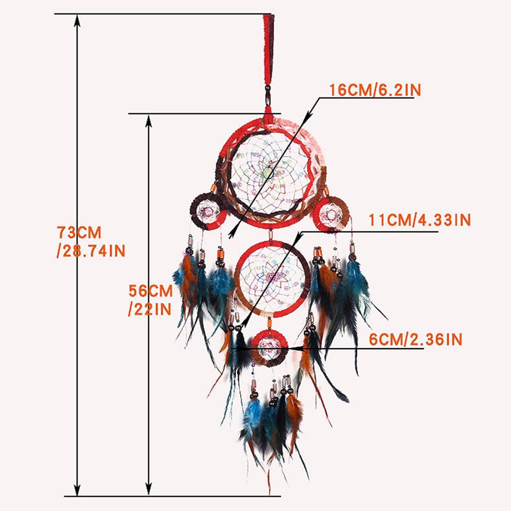 Dream Catchers 5 Rings Colorful Feather Native Indian