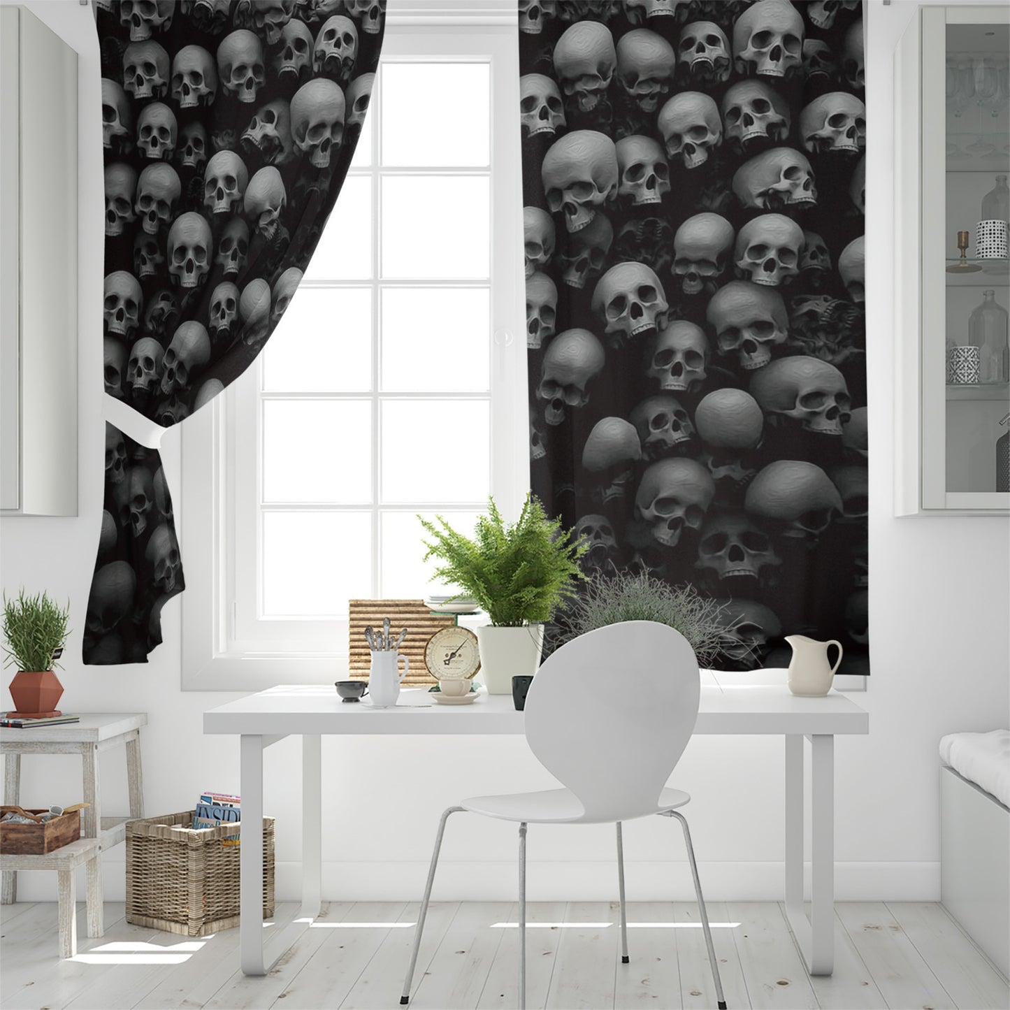 Skull Wall Skull Horror Window Curtains Living Room Bedroom Kitchen Curtain