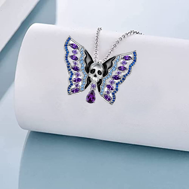 Romantic Skull Butterfly Necklace
