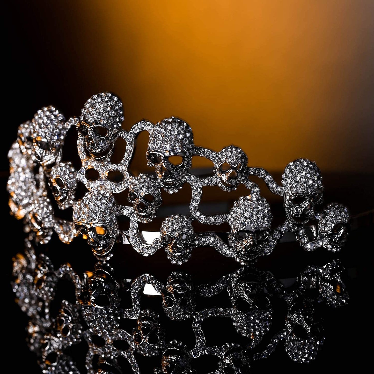 Fashion Rhinestone Tiaras Skull Crown Halloween Jewelry