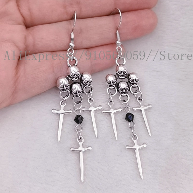 Fashion Punk Style Earrings Skull Drop Earrings
