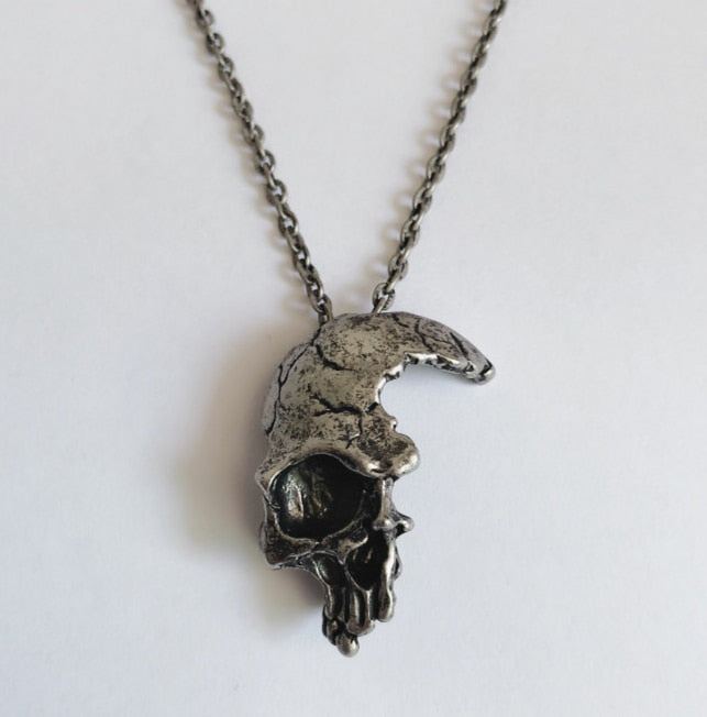 Retro Half Face Skull Necklace