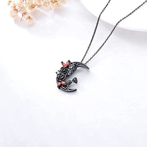 Skull Moon Gothic Rose Necklace