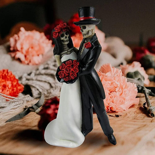 Skull Dancing Skeleton Couple Figurine