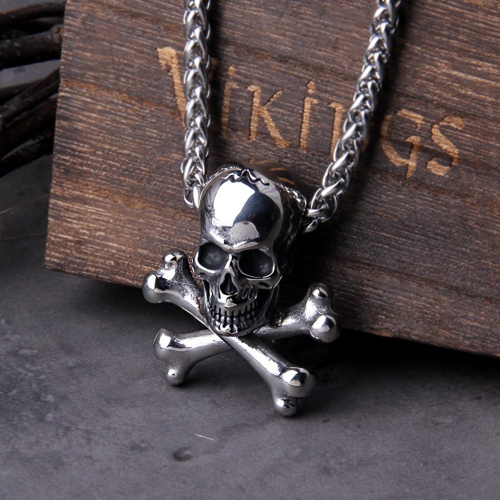 Stainless Steel Skull Chain Pendant Necklace