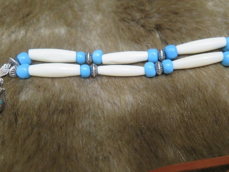 Native American Turquoise Feather Sliver Necklace