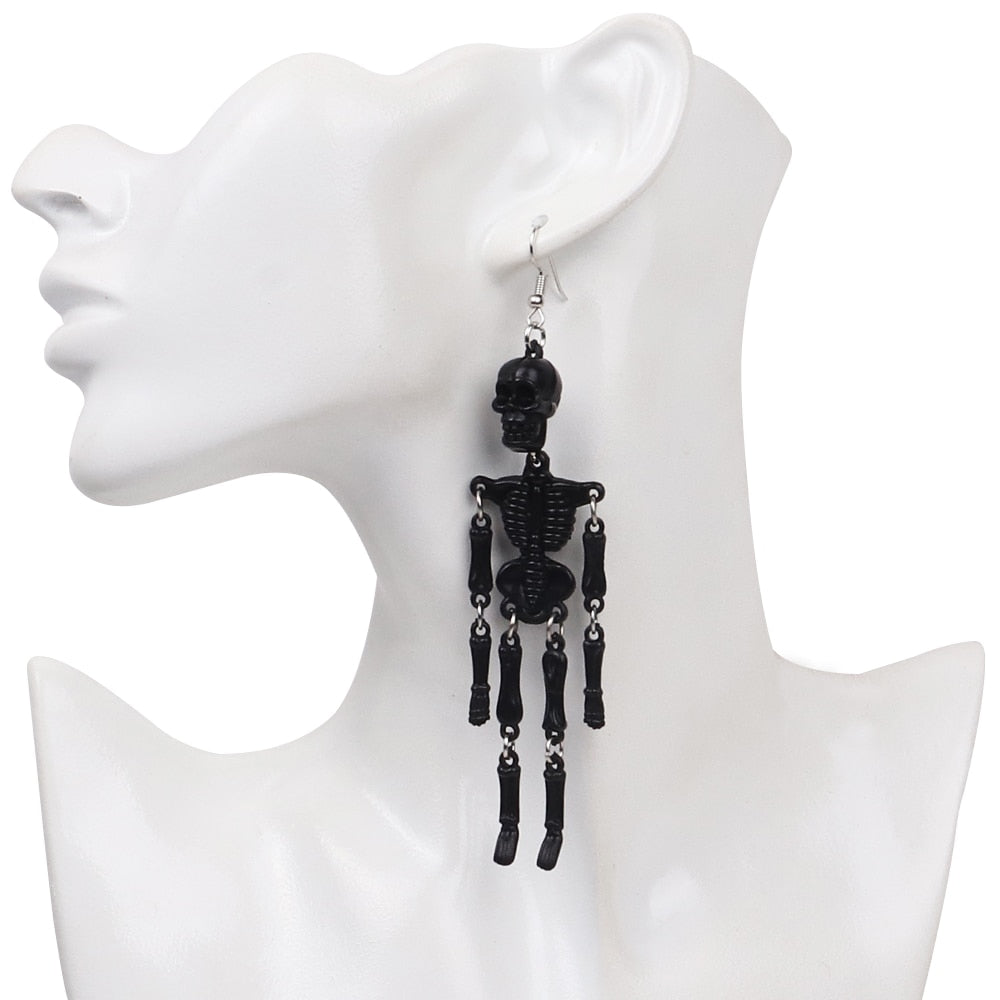 Skeleton Skull Drop Earrings Horror Gothic
