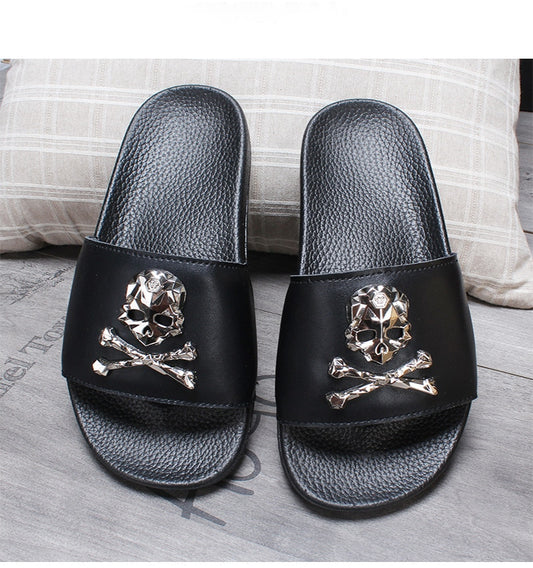 Skull Slippers Solid Flat Non-slip