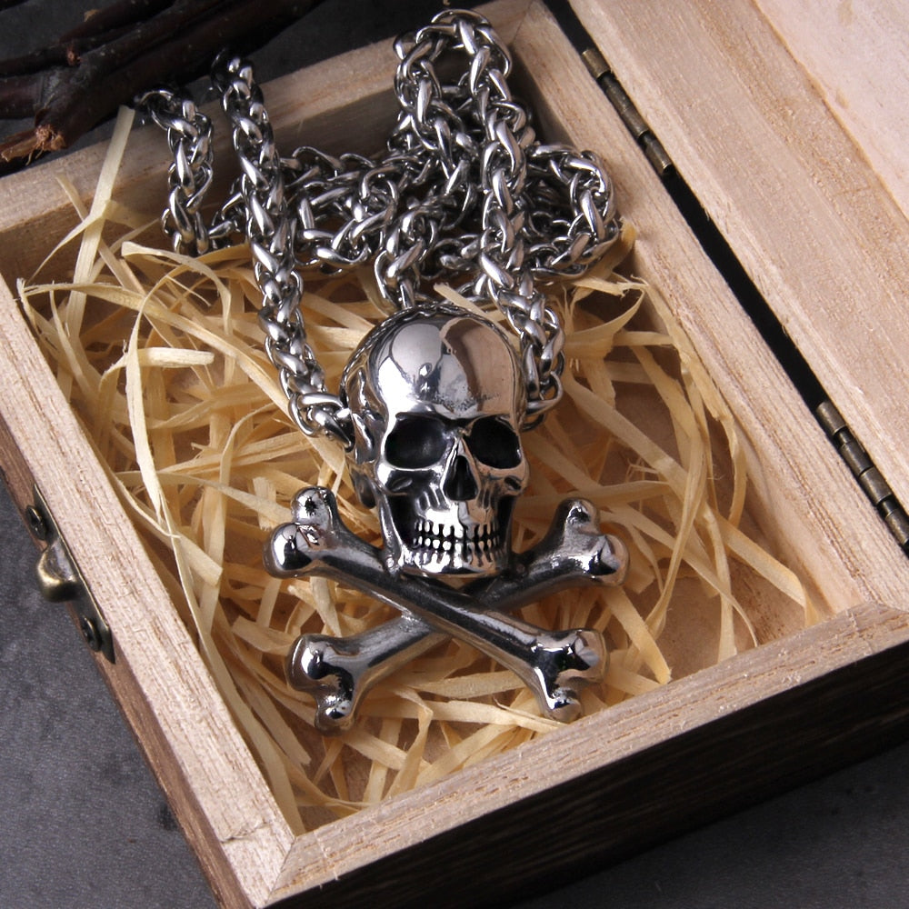 Stainless Steel Skull Chain Pendant Necklace