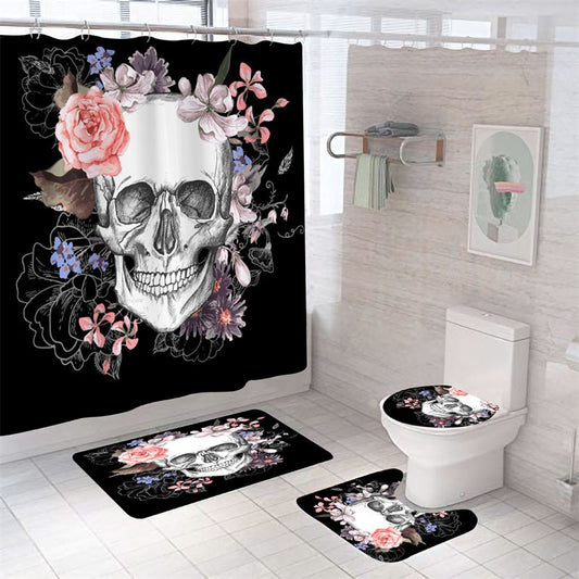 3D Print Skull Skeleton Bath Curtain Halloween Bath Mat