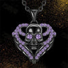 Purple Heart Skull Necklace