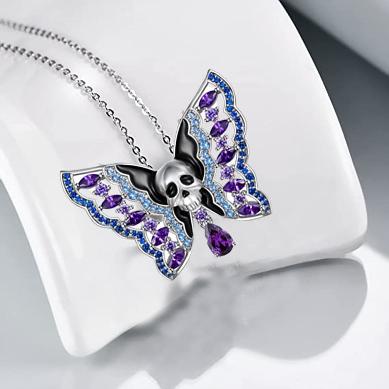 Romantic Skull Butterfly Necklace