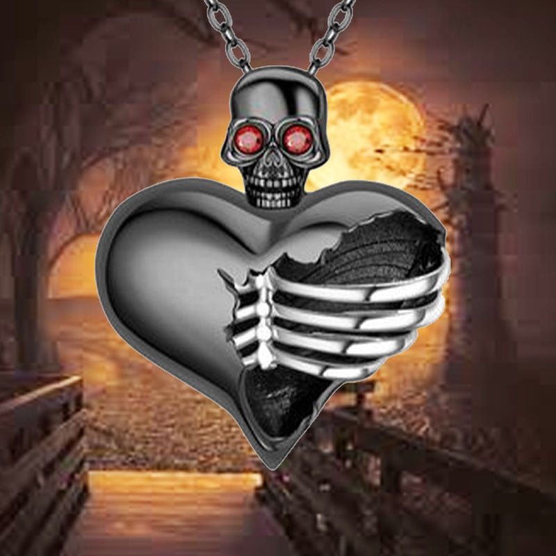 Skull Gothic Heart Necklace