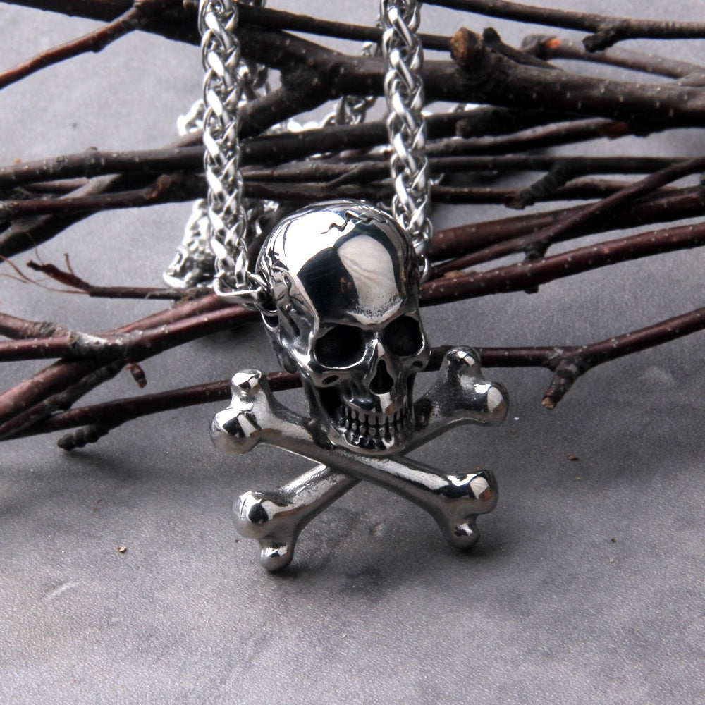 Stainless Steel Skull Chain Pendant Necklace