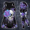 Skull And Purple Flowers Tank Top + Legging