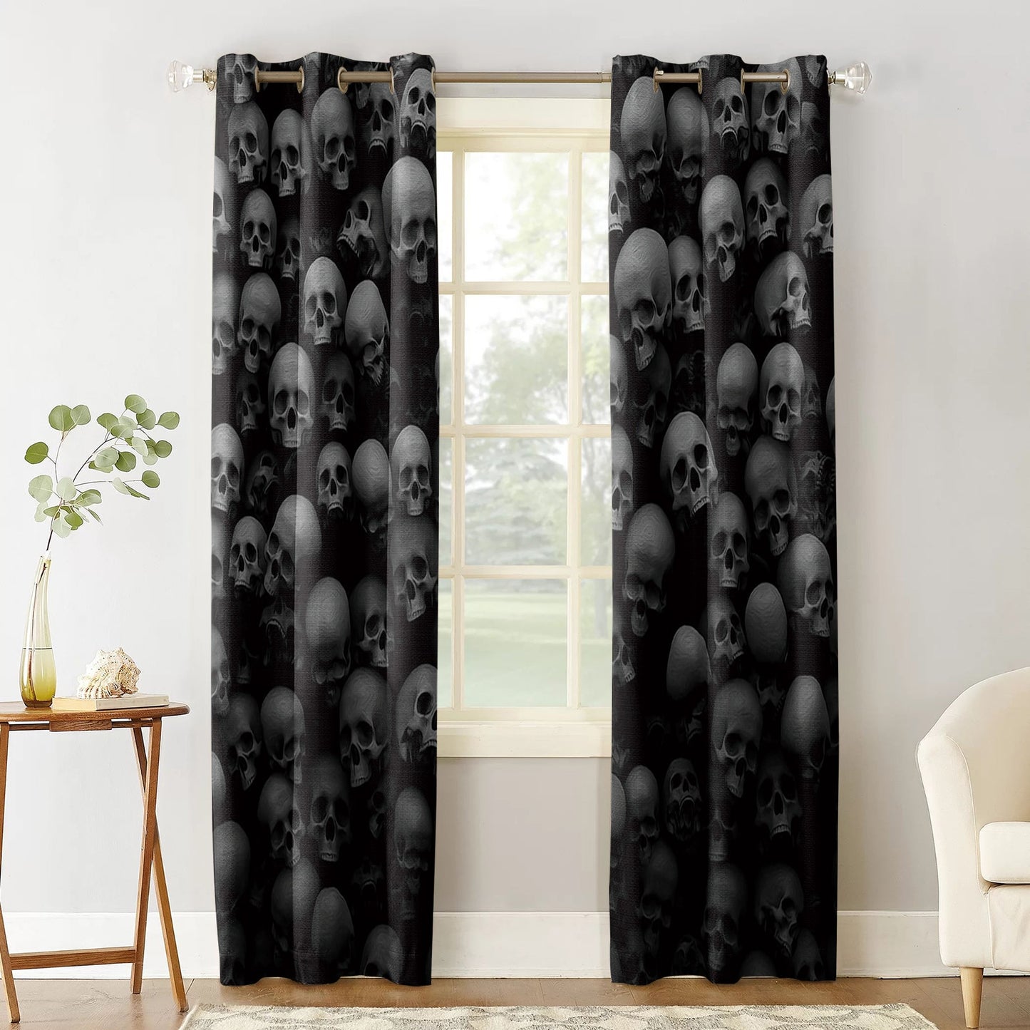 Skull Wall Skull Horror Window Curtains Living Room Bedroom Kitchen Curtain