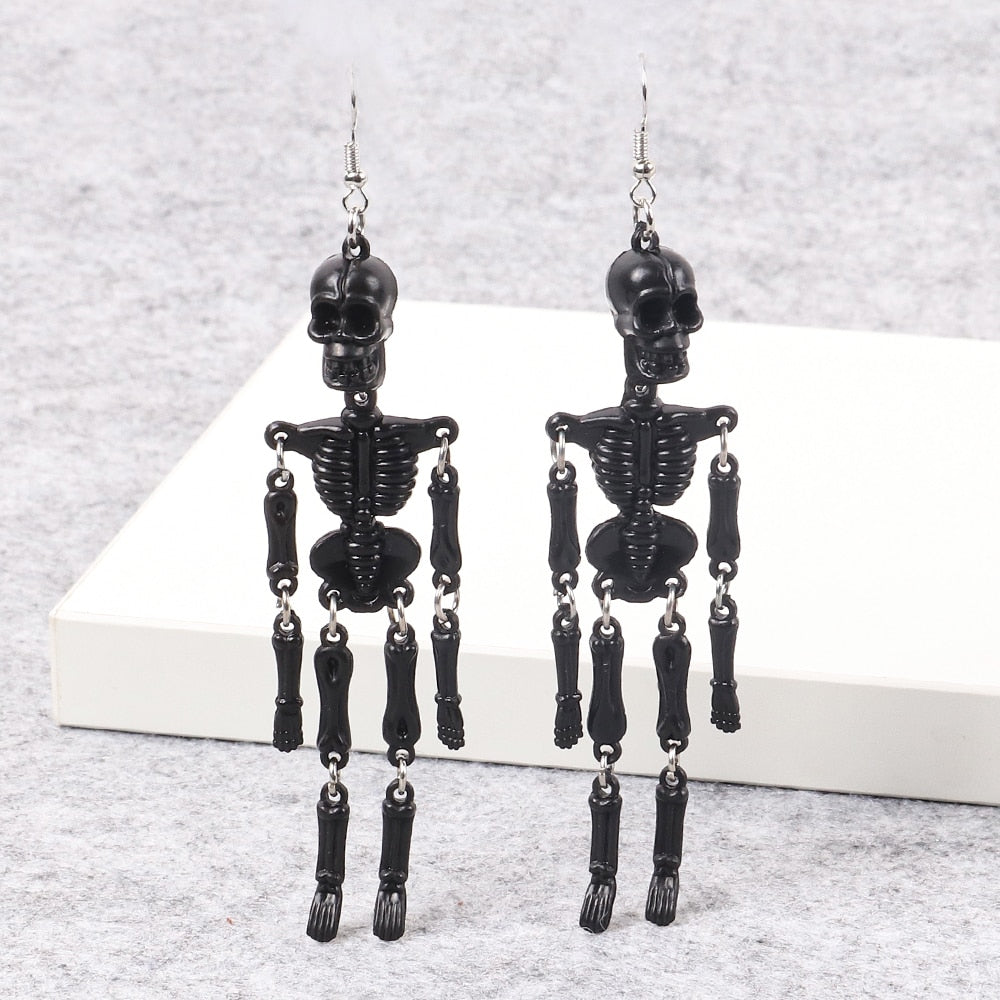 Skeleton Skull Drop Earrings Horror Gothic