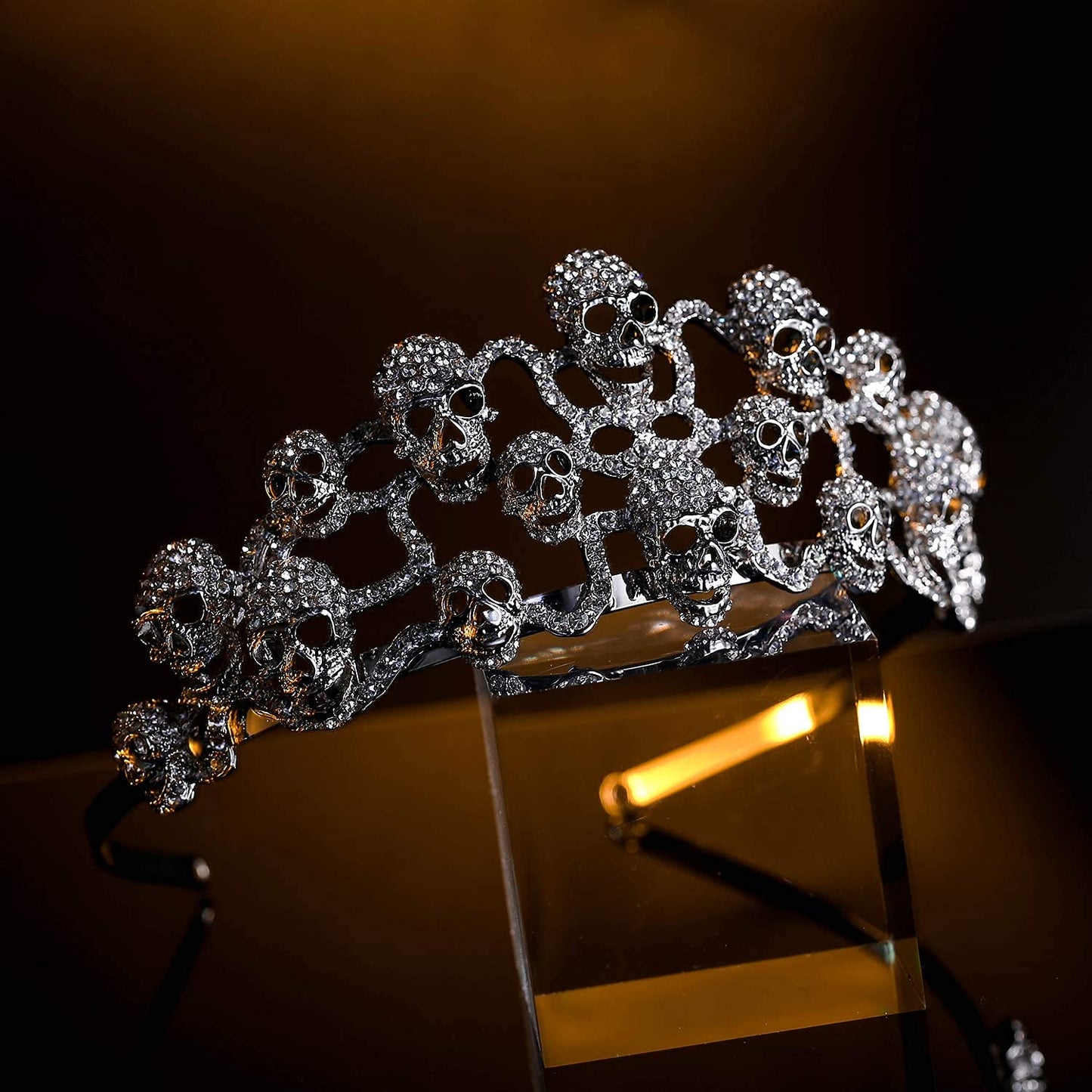 Fashion Rhinestone Tiaras Skull Crown Halloween Jewelry