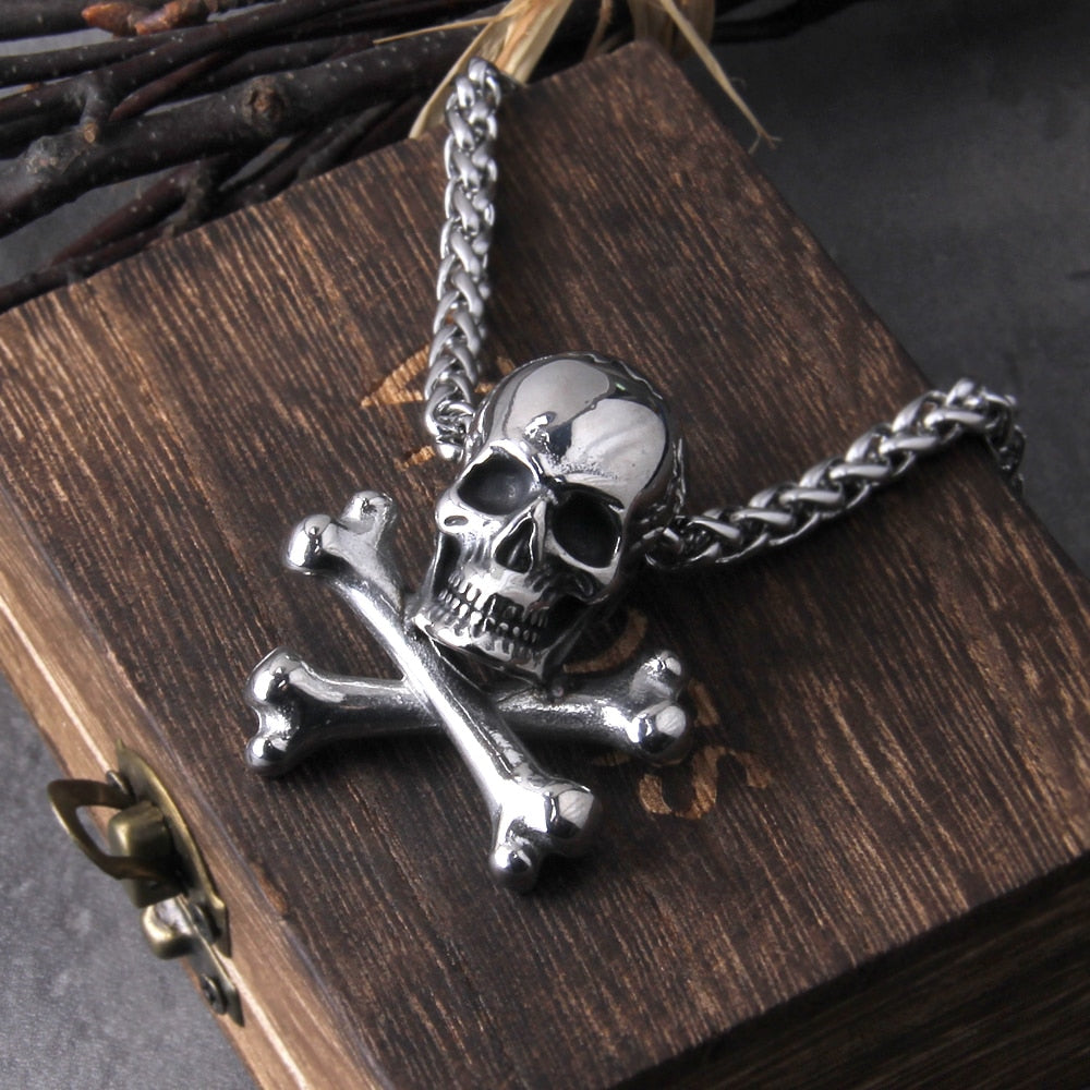 Stainless Steel Skull Chain Pendant Necklace