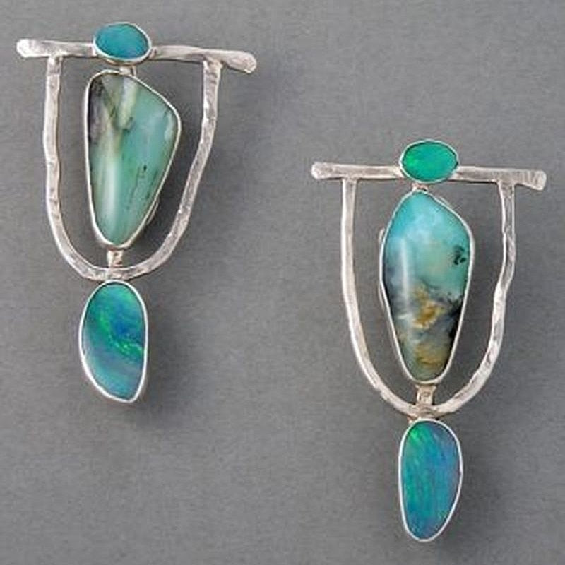 Native Dangle Drop Earrings Resin Stone Boho