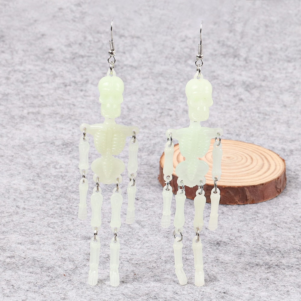 Skeleton Skull Drop Earrings Horror Gothic