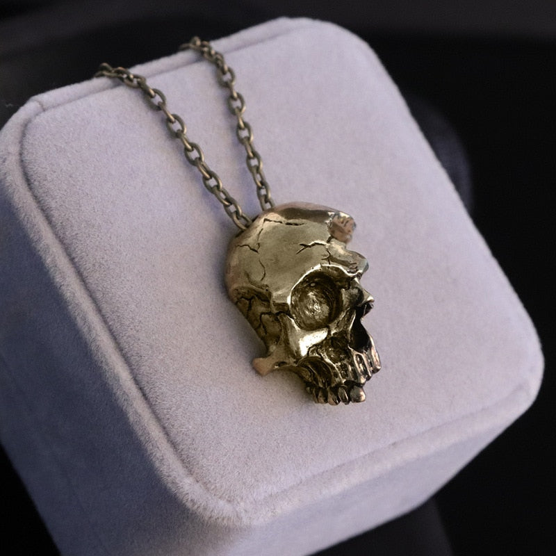 Retro Half Face Skull Necklace