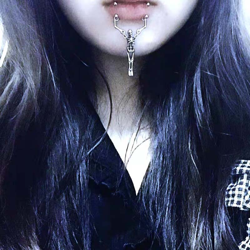 Skull Skeleton Lip Piercing