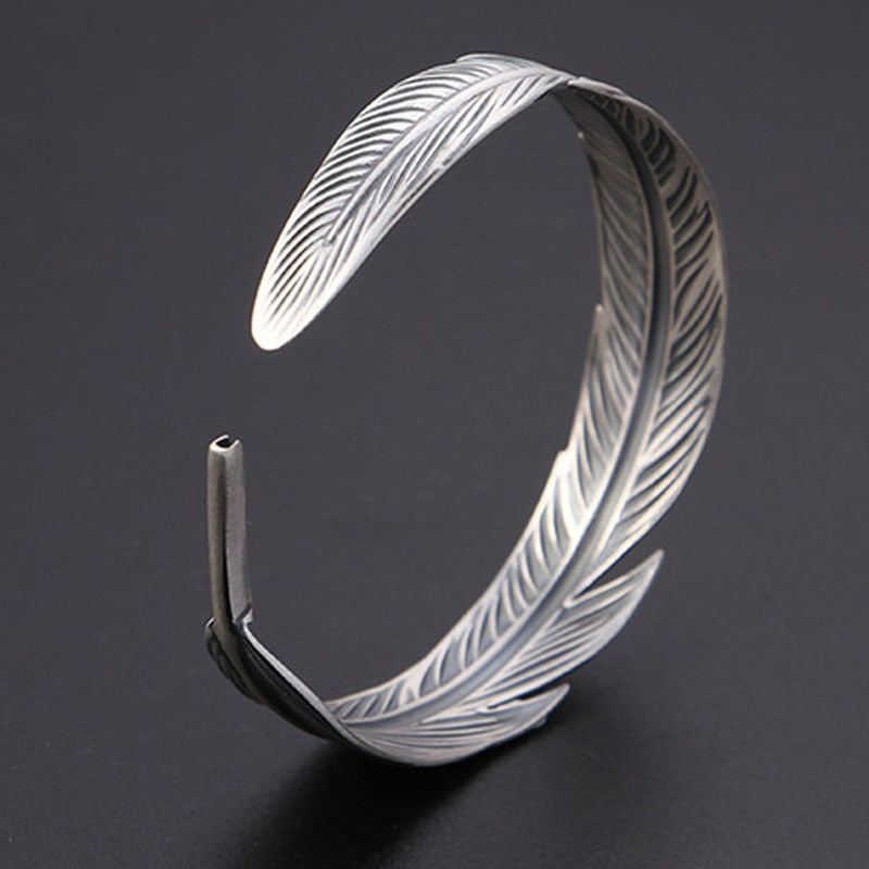 Silver Color Native Indian Feather Bracelet