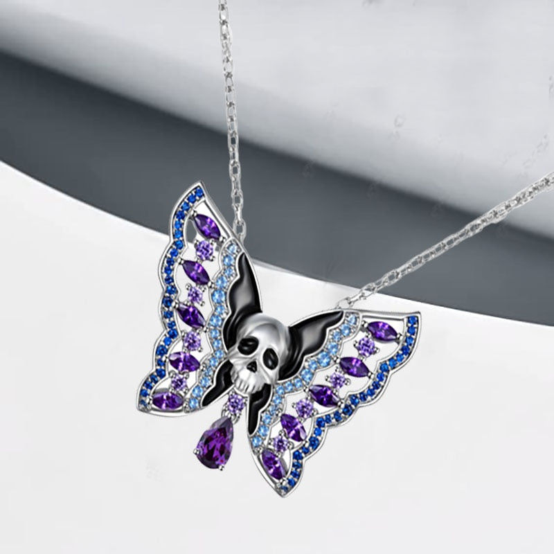Romantic Skull Butterfly Necklace