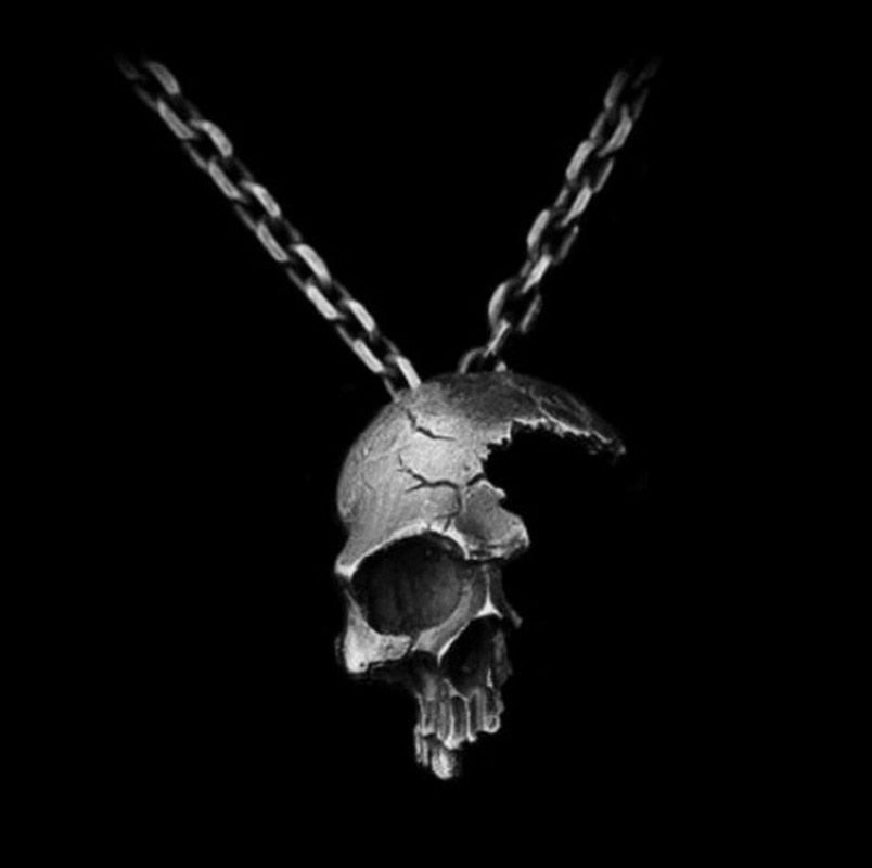 Retro Half Face Skull Necklace