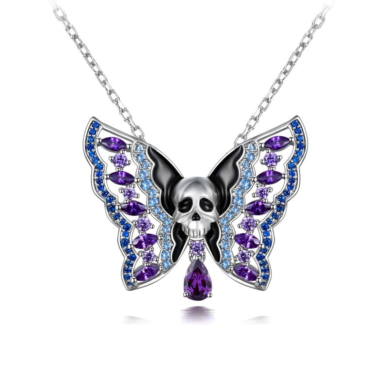 Romantic Skull Butterfly Necklace