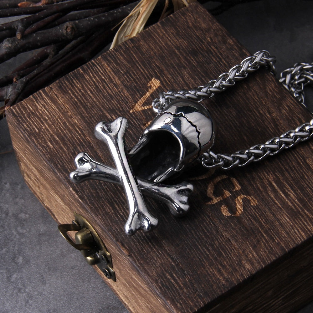 Stainless Steel Skull Chain Pendant Necklace