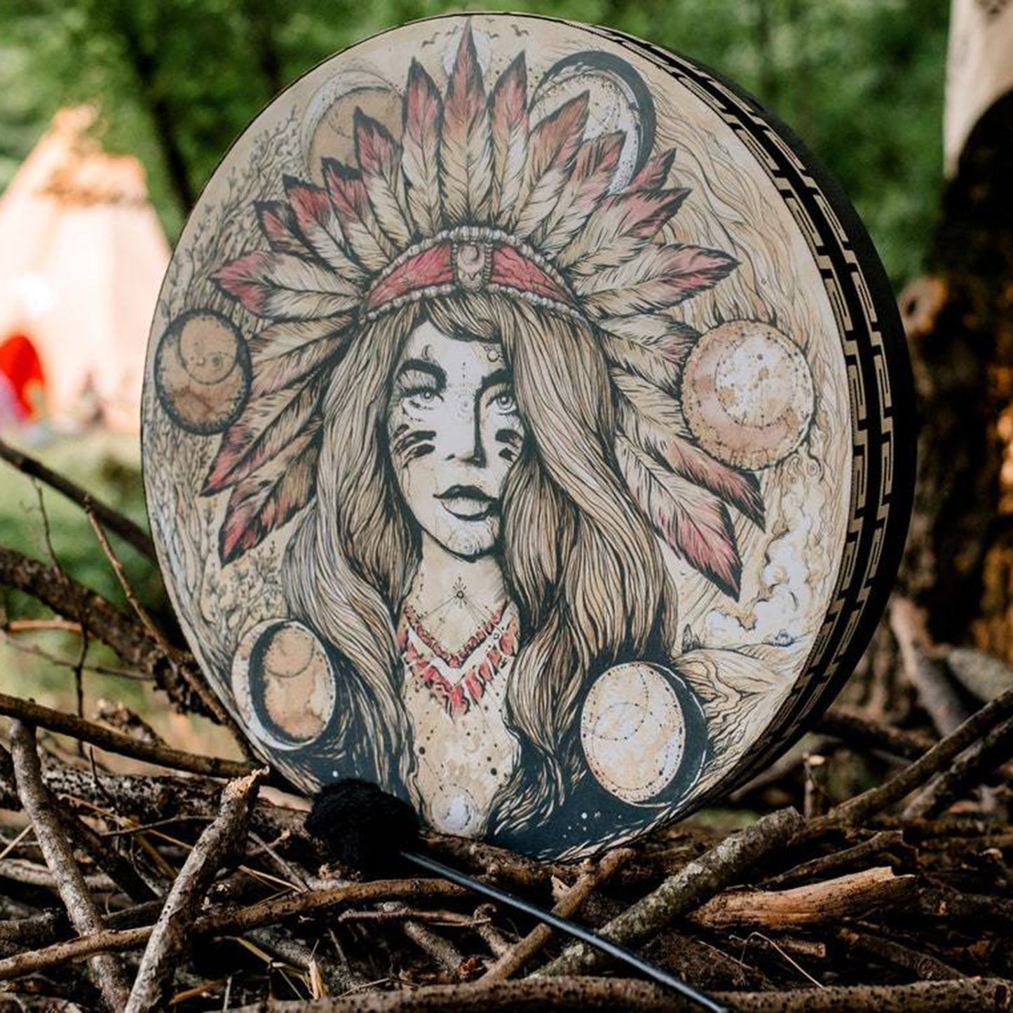 Native Drum With Drumstick
