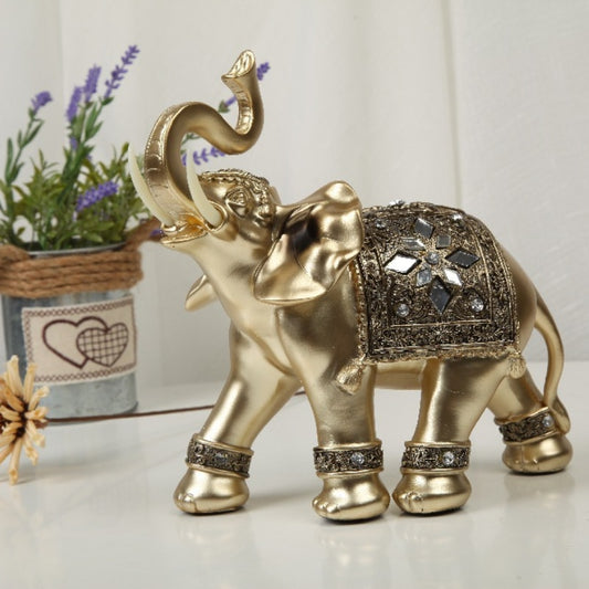 Golden Resin Elephant Statue Sculpture