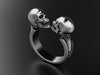 Vintage Antique Silver Twin Skull Ring