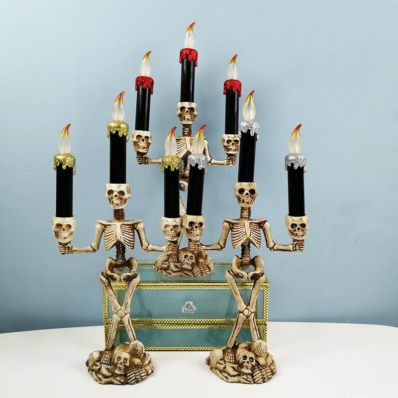 Skull Skeleton Candlestick LED Electronic Candle