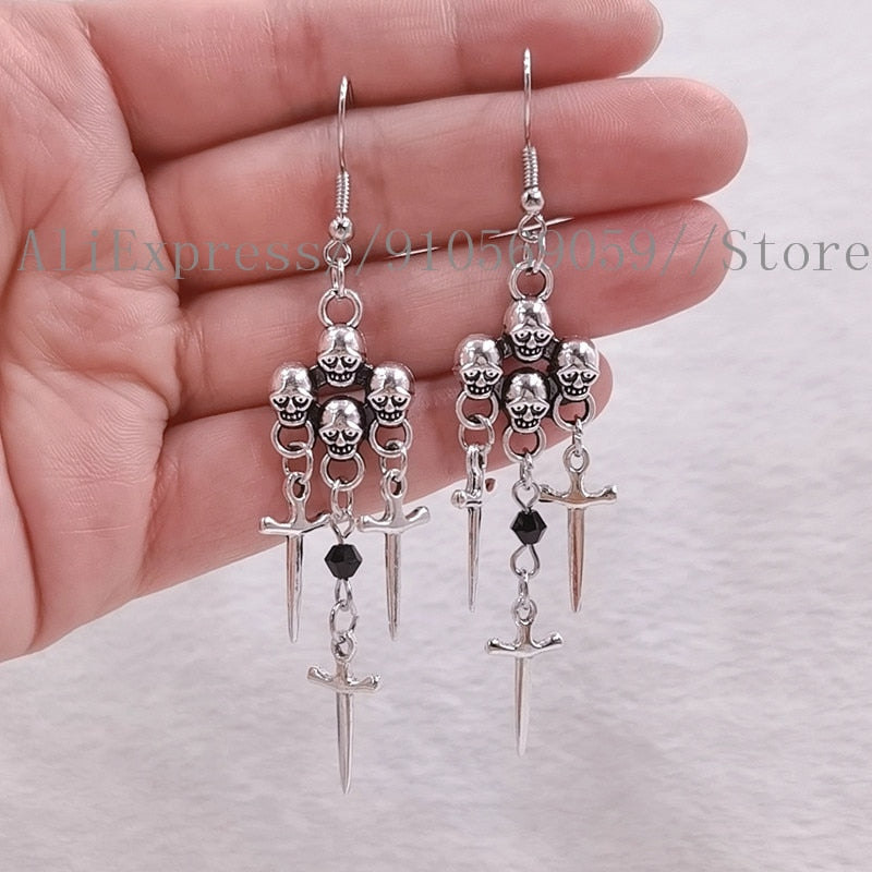 Fashion Punk Style Earrings Skull Drop Earrings