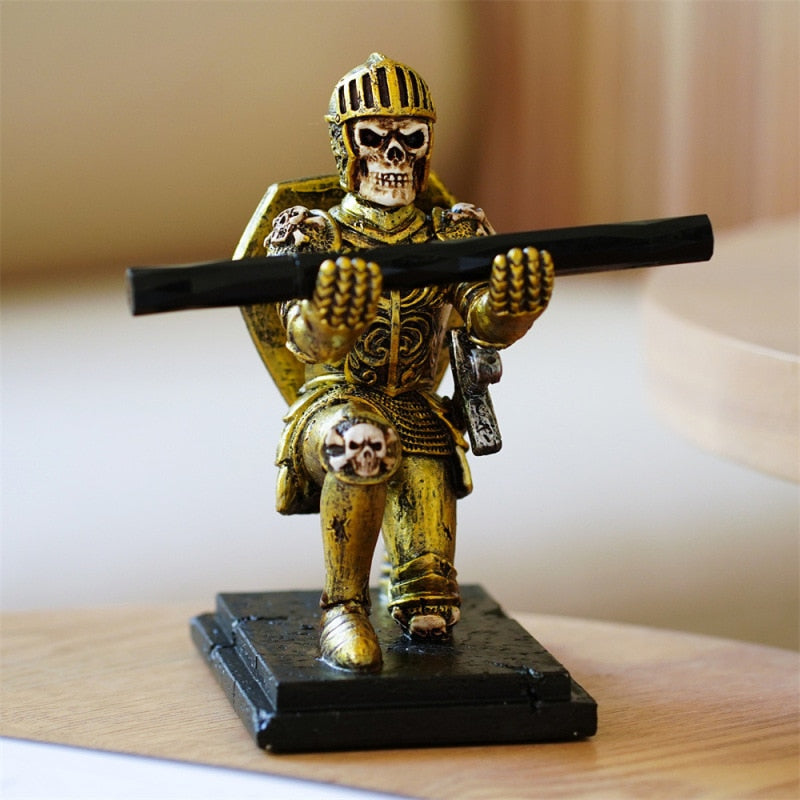 Home Decor Knight Skull Pen Holder